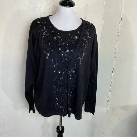 Stefano Basic‎ 22/24 sequin blk 2pc sweater - Picture 8 of 12